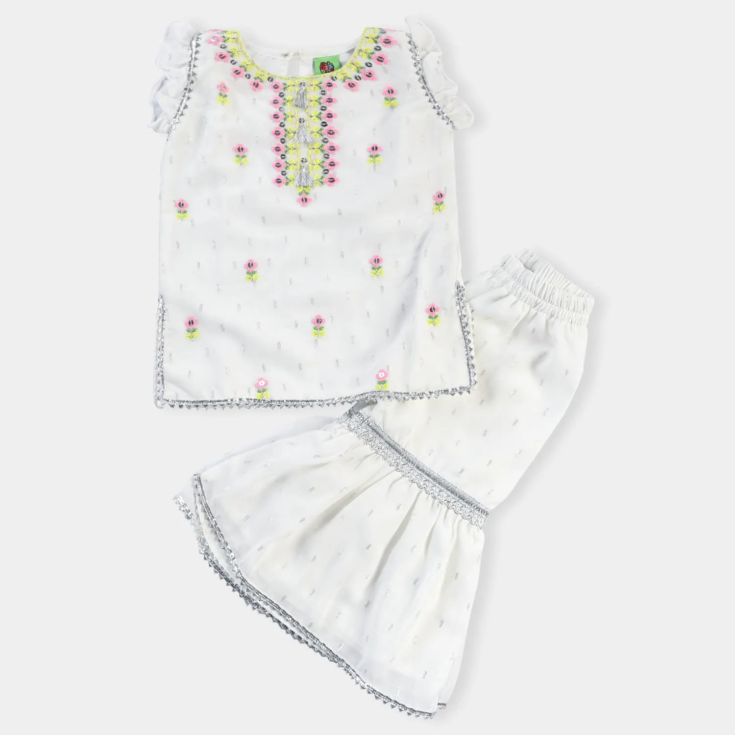 Infant Girls Chiffon 2PC Suit  Noor-e-Dil-W/Silver